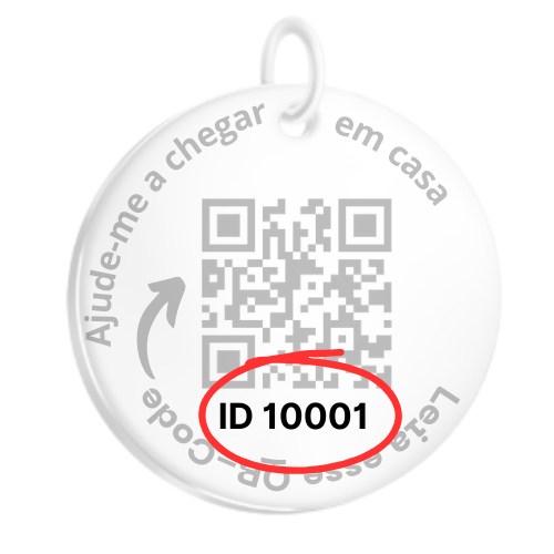 Tag gravado a laser com ID destacado